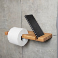 Wooden Toilet Paper Holder with Shelf and Phone Slot
