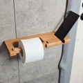 Wooden Toilet Paper Holder with Shelf and Phone Slot