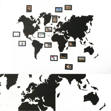 Black Wooden Wall World Map