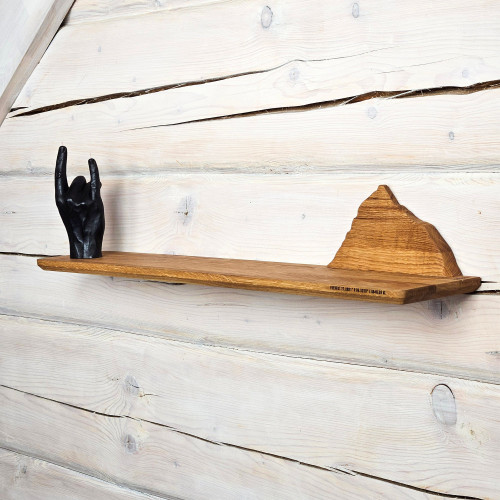 Wooden Shelf with Everest Mountain Silhouette