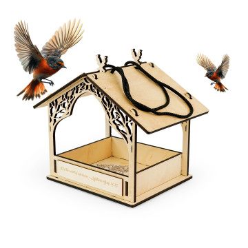 Wooden Bird Feeder for Outdoor Spaces