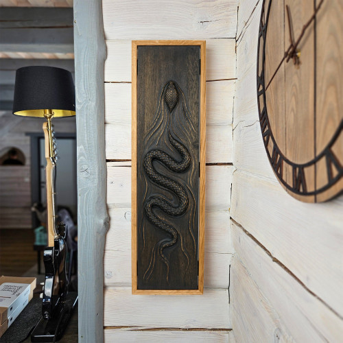 Wooden Snake 3D Wall Decoration from Oak