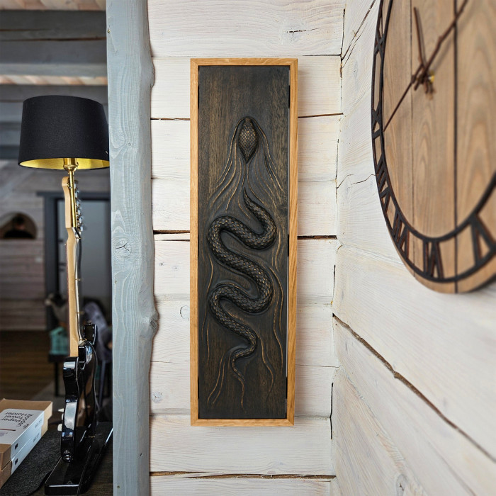 Wooden Snake 3D Wall Decoration from Oak