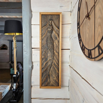 3D Wooden Crocodile Wall Sculpture