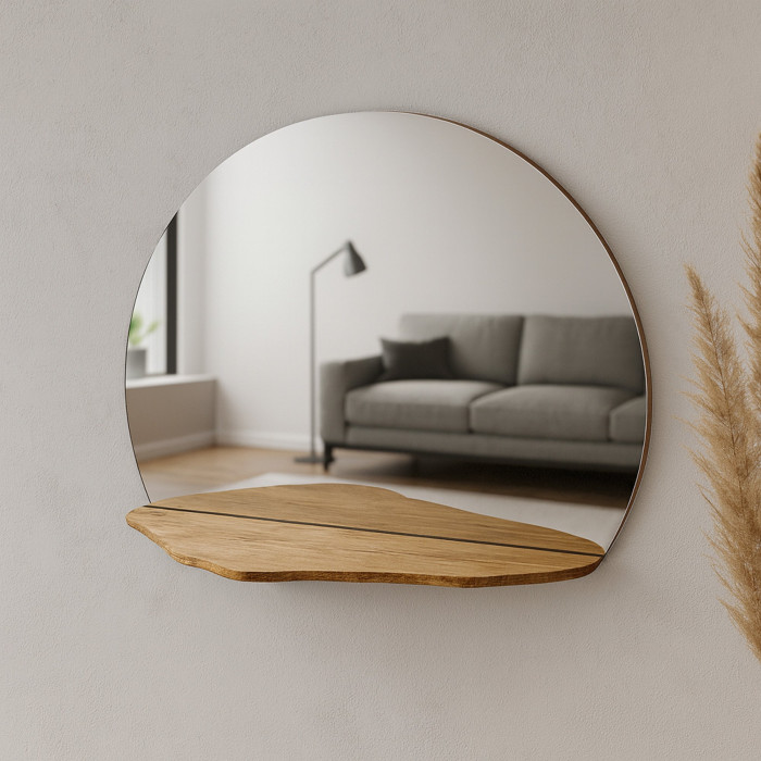 Round Mirror with Shelf