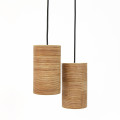 Wooden hanging lamp set of 2